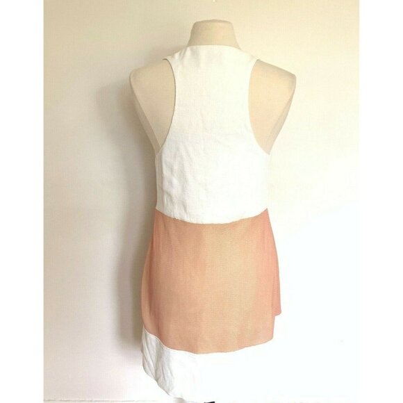 3.1 Phillip Lim Size 10 White Crepe and Blush Mesh Dress A line Tank Style - Picture 4 of 8